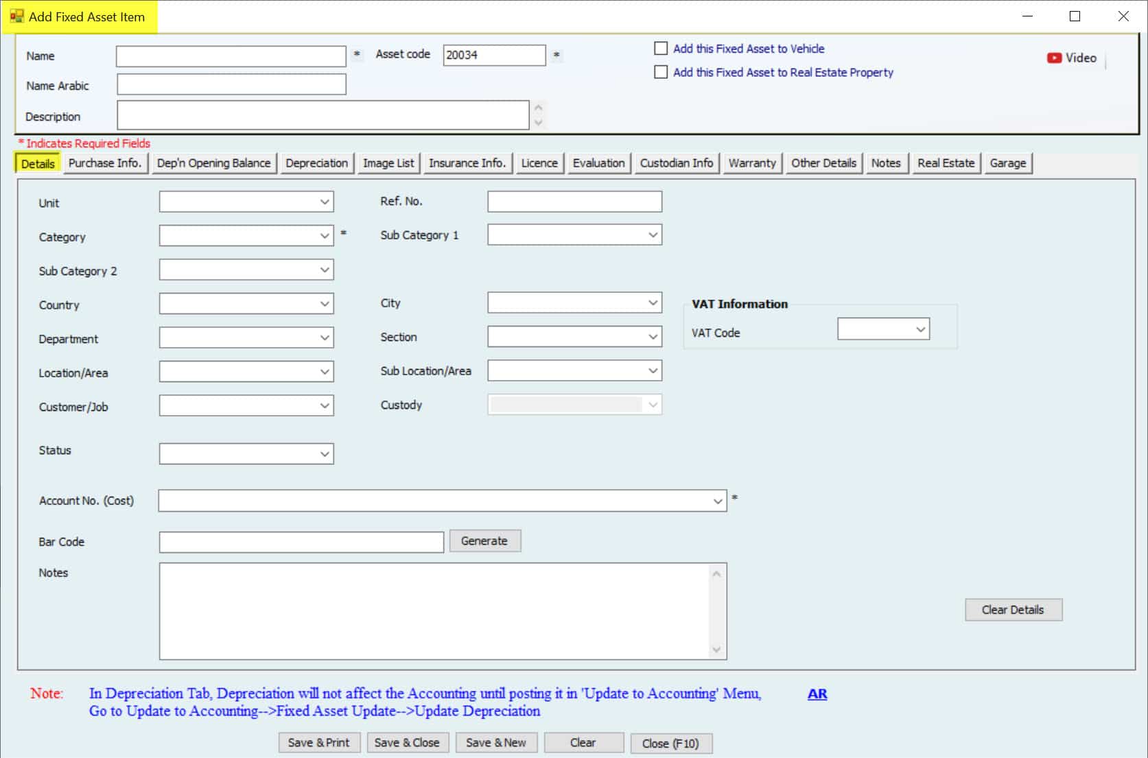 Fixed Assets Profile 1