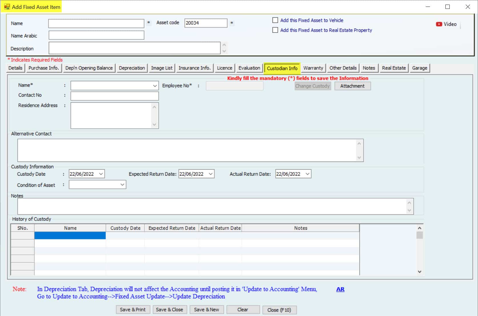 Fixed Assets Profile 5