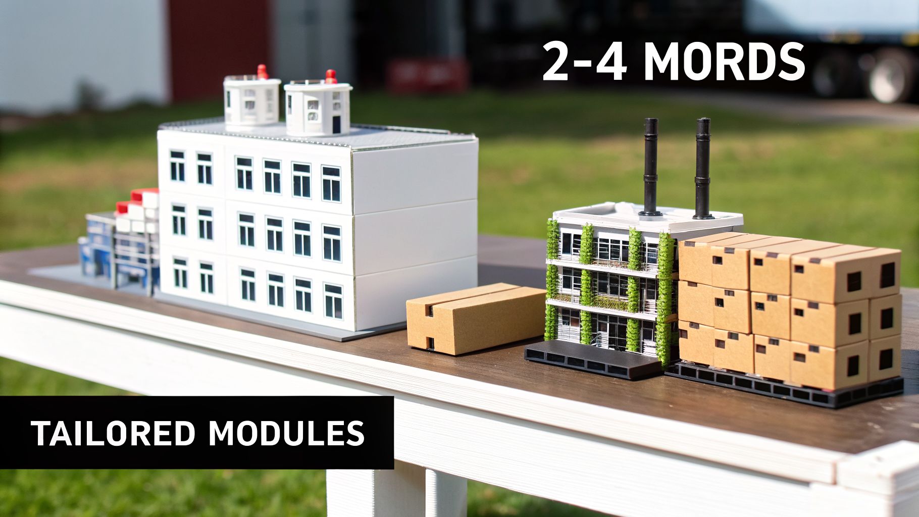 Accounting ERP UAE: Your Guide to Financial Growth in 2026 3 A detailed miniature model of an industrial factory complex with various buildings and stacked boxes, highlighting tailored modules.