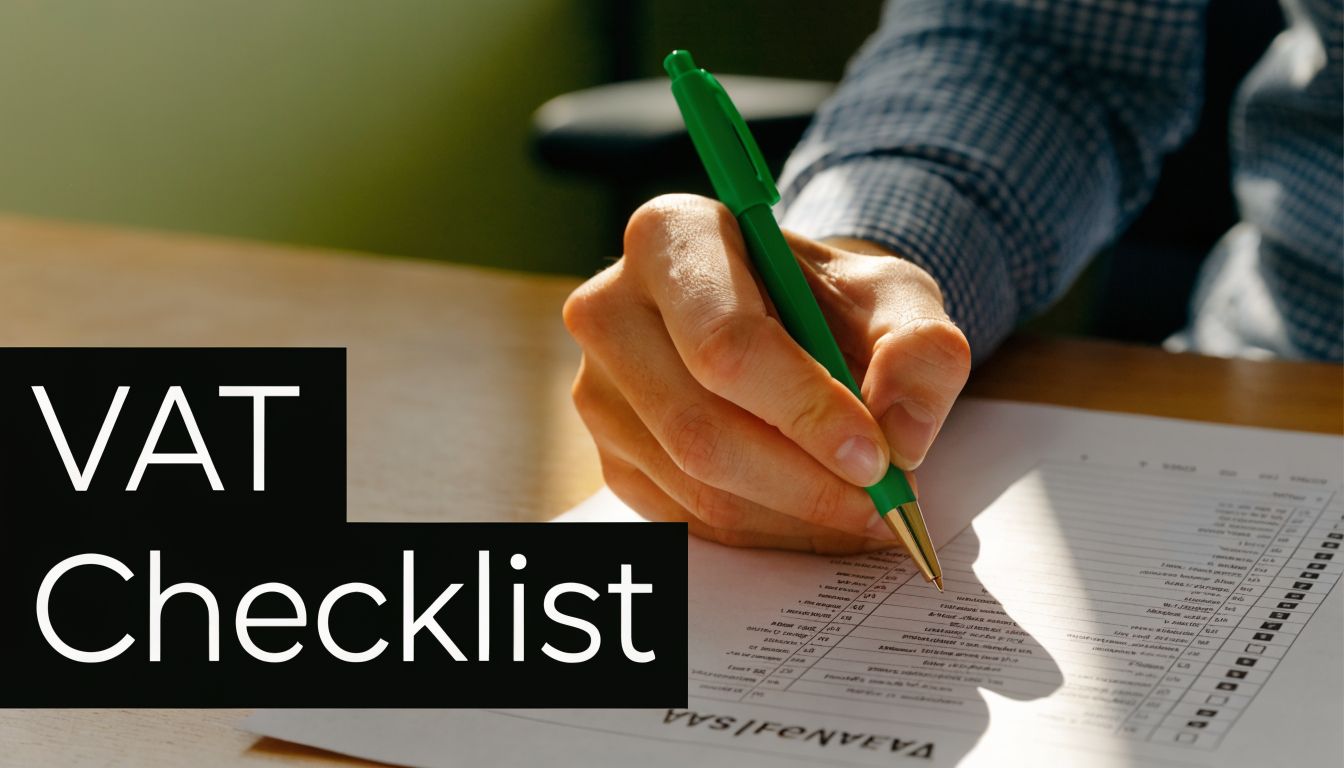 Value Added Tax in Saudi Arabia: Your 2026 Compliance Guide 4 A professional hand filling out a VAT checklist form with a green pen on a desk.