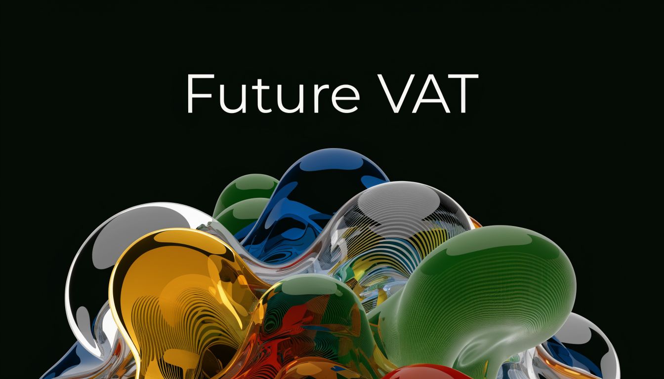 Mastering VAT Accounting UAE ERP: 2026 Guide 3 A modern 3D abstract graphic featuring colorful glossy fluid shapes against a black background.