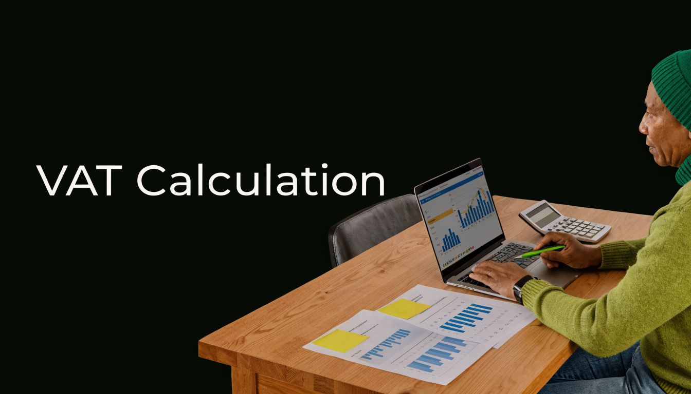Mastering VAT Filing UAE: Your 2026 Compliance Guide 1 A person in a green sweater reviewing financial charts and VAT calculation data on a laptop computer.