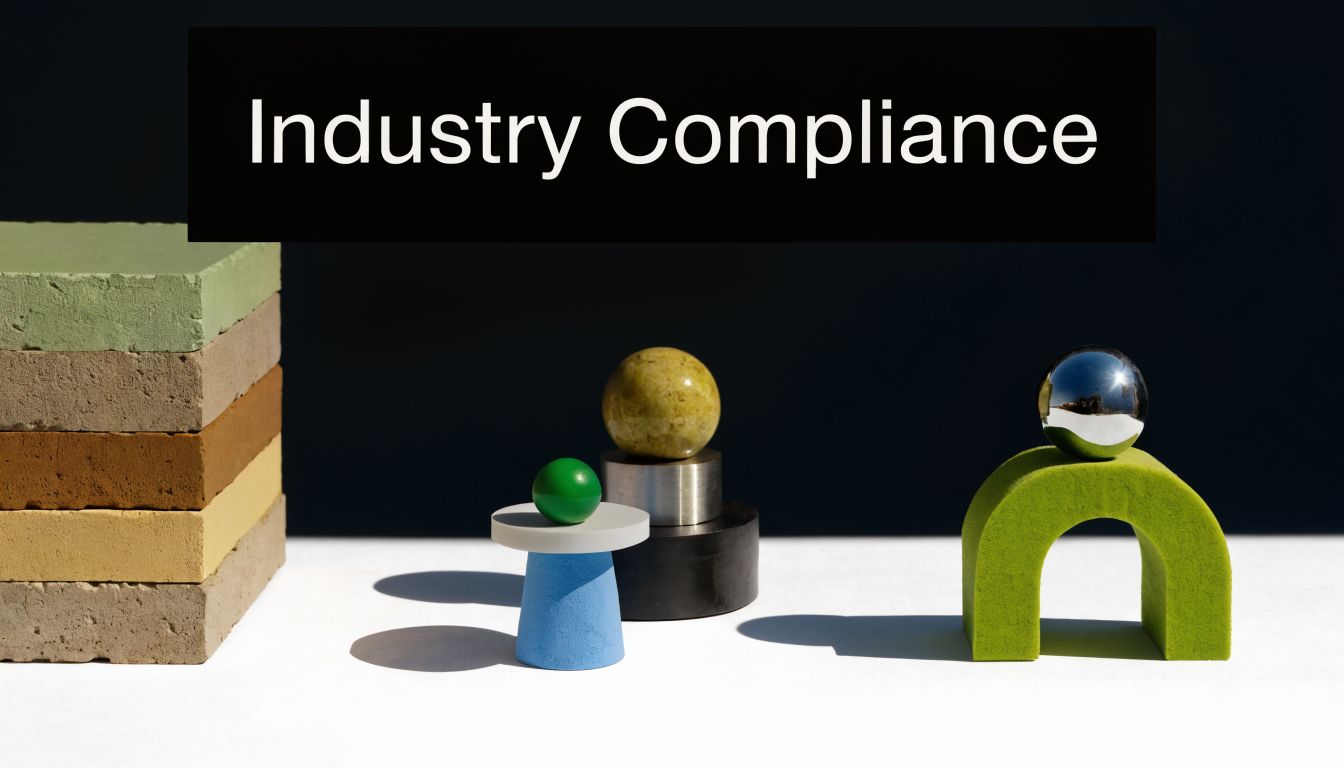VAT in Saudi Arabia: A 2026 Compliance Guide 3 Abstract collection of geometric shapes and textures against a black background labeled with Industry Compliance text.