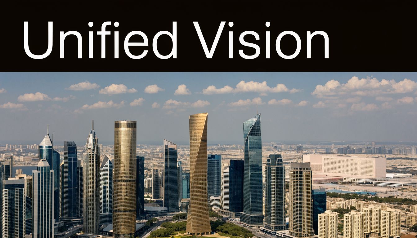 Consolidated Financial Statements: A UAE & GCC Guide 1 A scenic wide shot of a modern city skyline with towering skyscrapers under a clear blue sky.