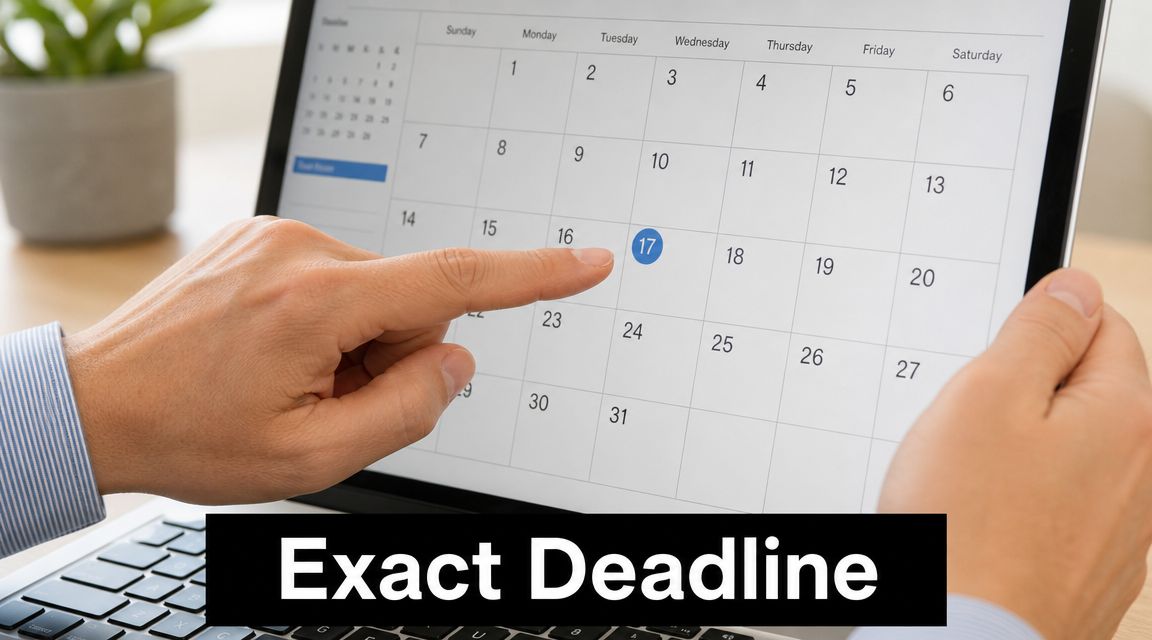 Corporate Tax Registration Deadline: A UAE Guide 1 A person pointing to the 17th on a digital calendar displayed on a laptop screen.