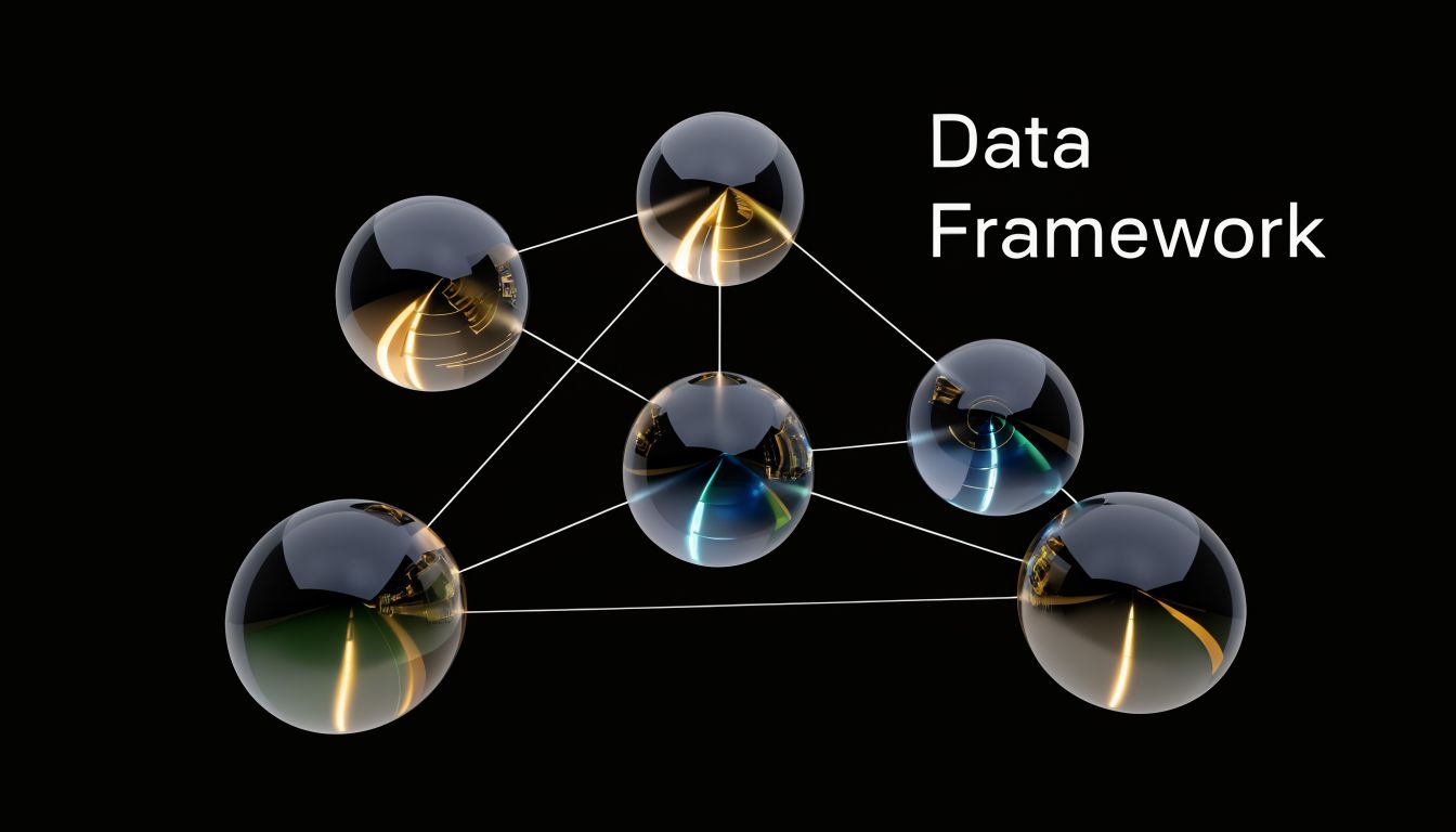 E-invoicing in UAE: Your 2026 Compliance Guide 2 A digital graphic of interconnected spheres representing a data framework on a black background.