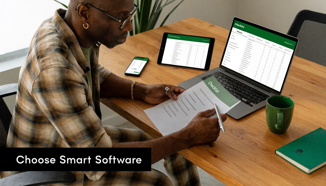 Top Inventory Accounting Software for UAE Businesses in 2026 4 A professional man working at his desk with various digital devices and documents for inventory management.