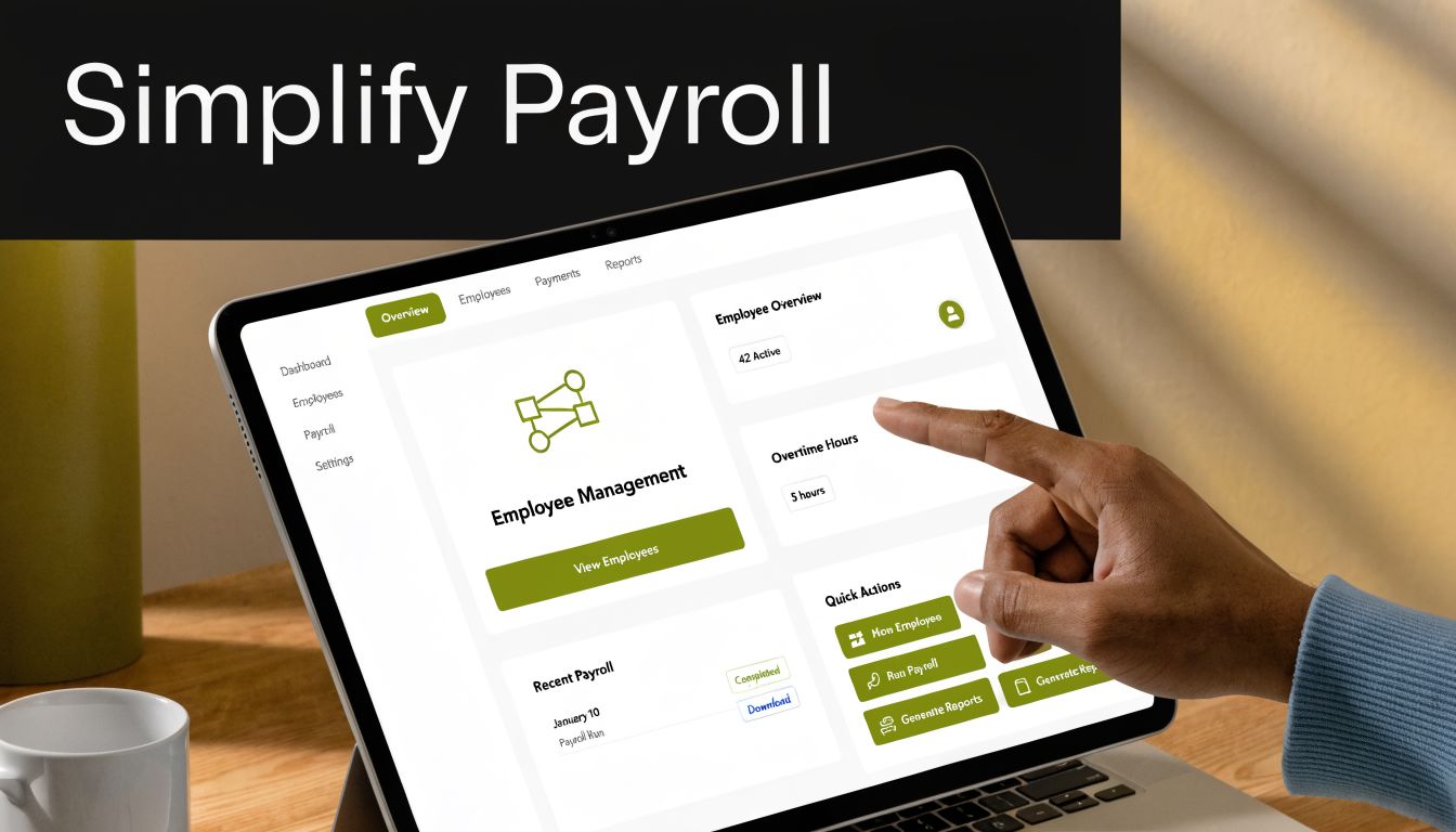 Mastering Salary Slip Format UAE for 2026 3 A person interacting with a payroll management software dashboard displayed on a digital tablet screen.